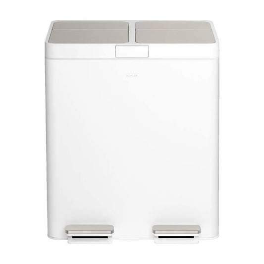 Kohler 82L Dual Bin Step Trash Can - White