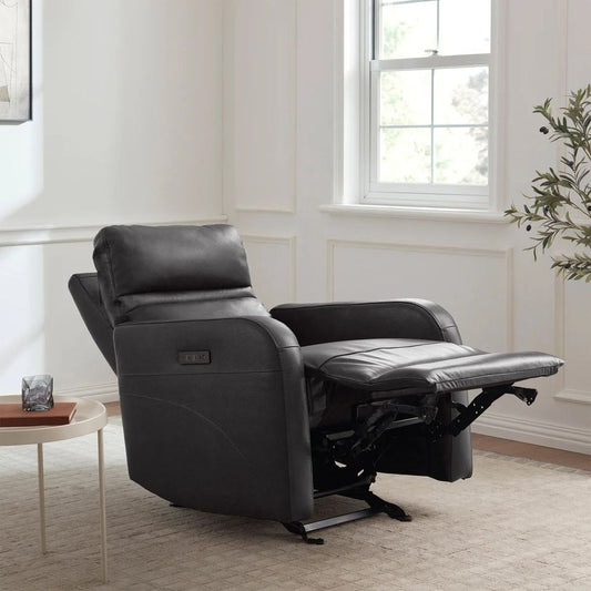 Aldryn Leather Power Glider Recliner - Dark Gray