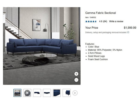 Gilman Creek Gemma Fabric Sectional - Blue