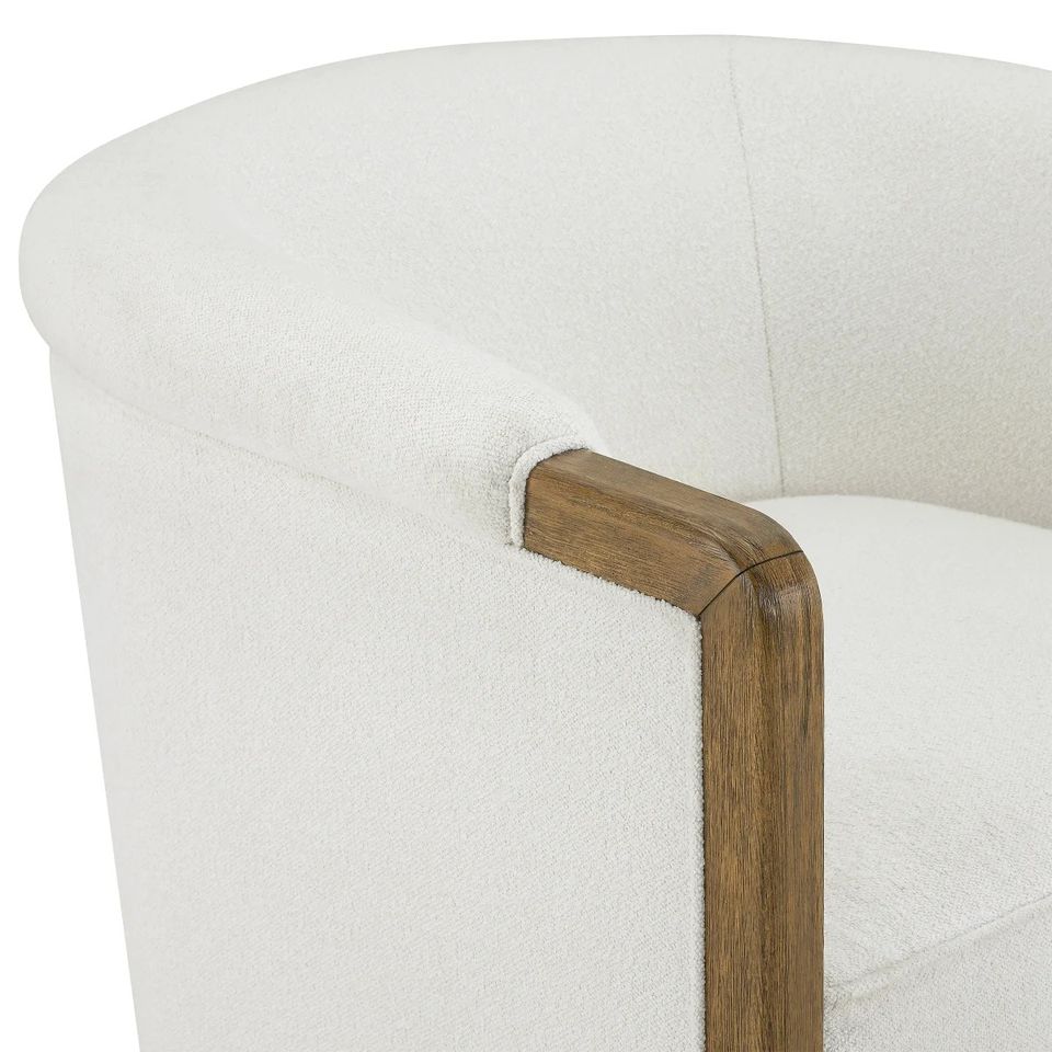 Thomasville Fabric Swivel Chair with Wood Trim