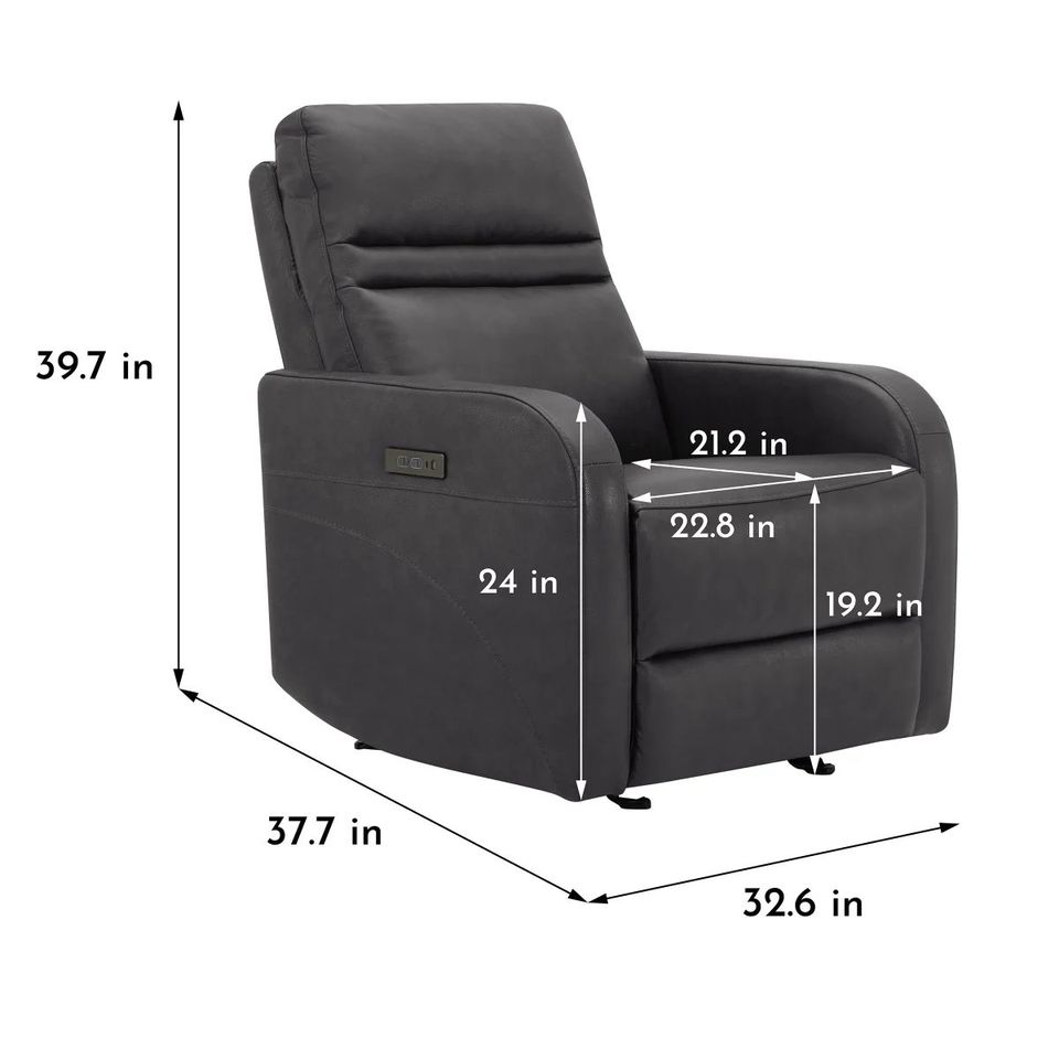 Aldryn Leather Power Glider Recliner - Dark Gray