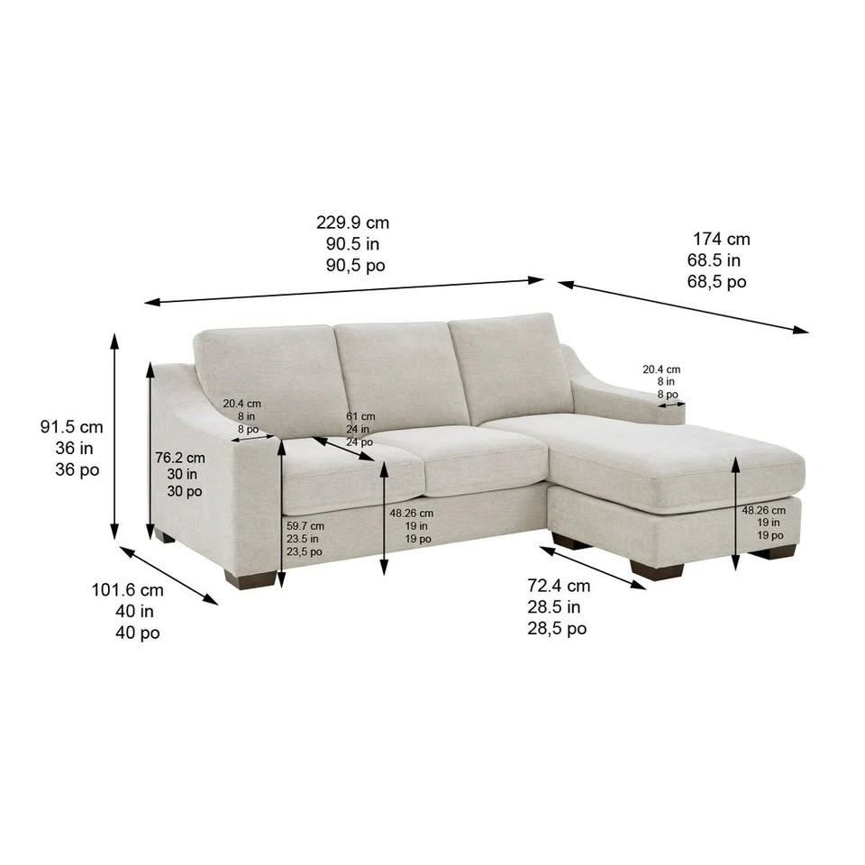 Thomasville Dillard 2-piece Fabric Sofa with Reversible Chaise - Light Gray