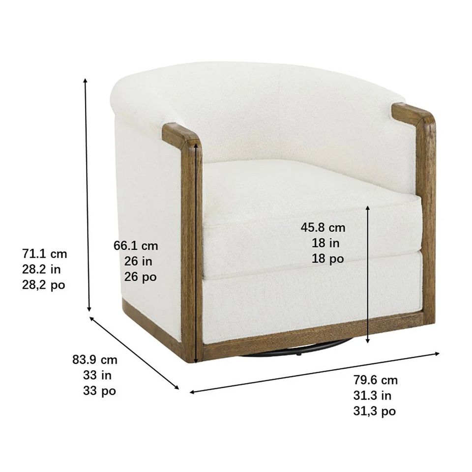 Thomasville Fabric Swivel Chair with Wood Trim