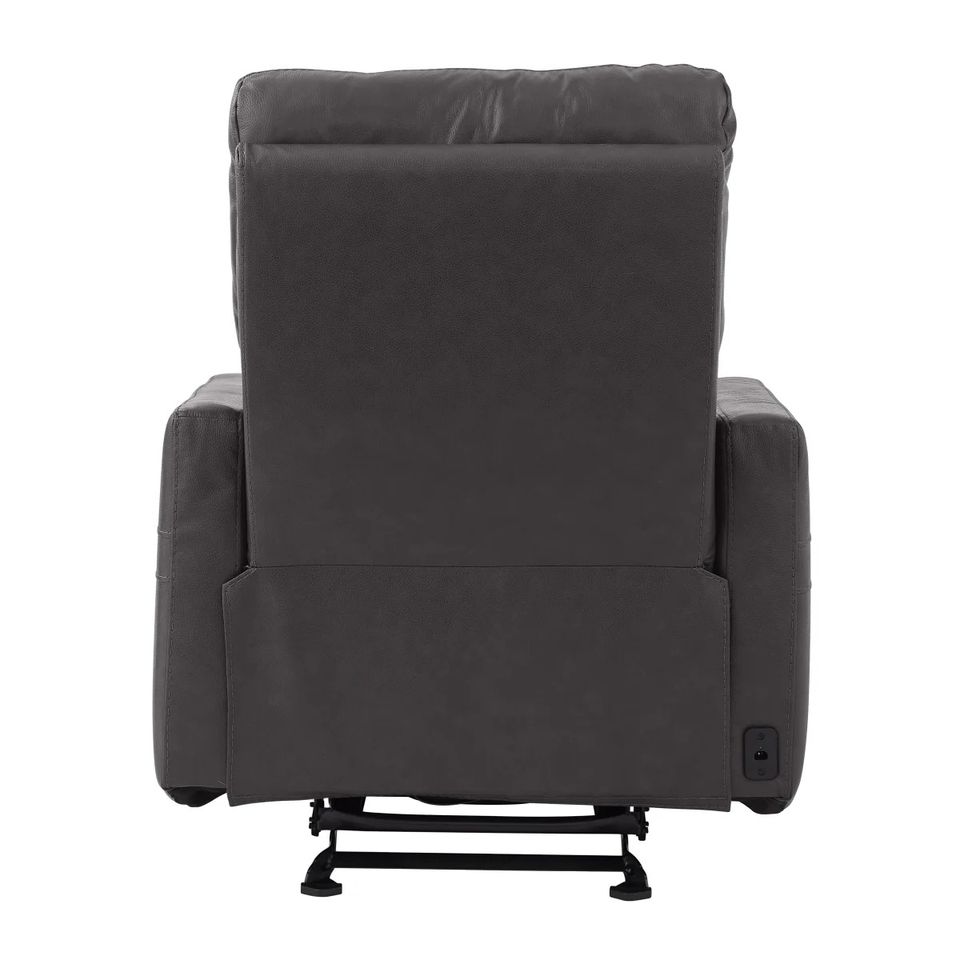 Aldryn Leather Power Glider Recliner - Dark Gray