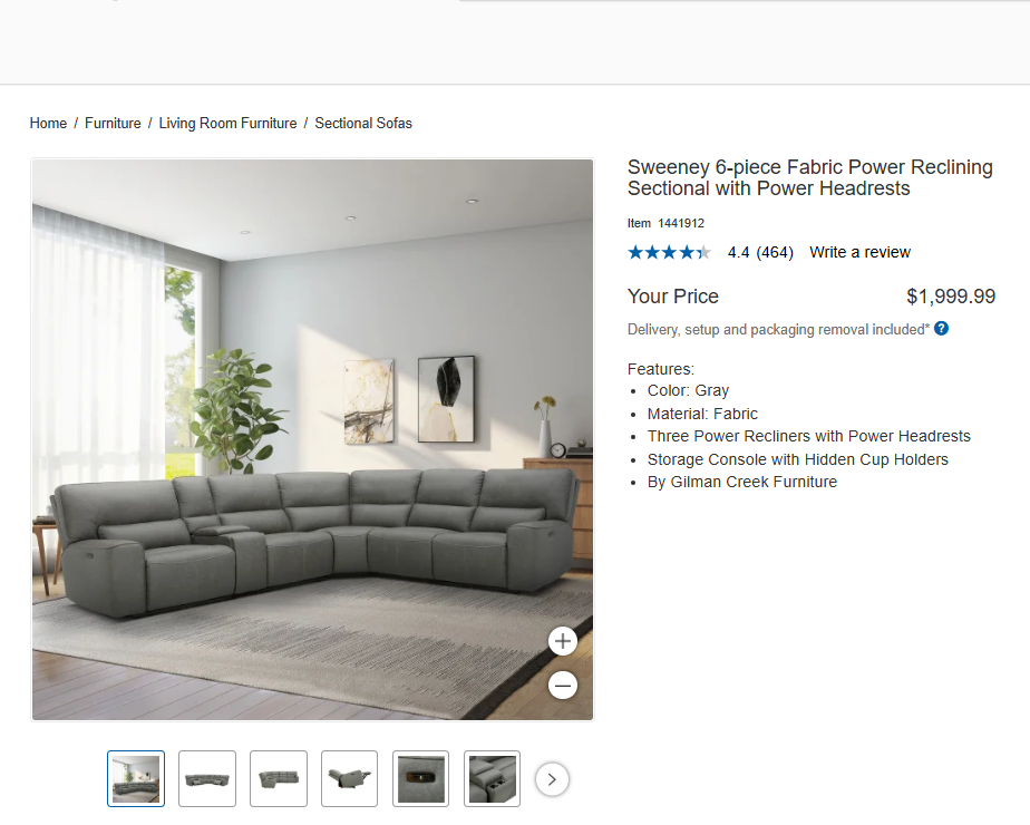 Sweeney 6-piece Fabric Power Reclining Sectional with Power Headrests