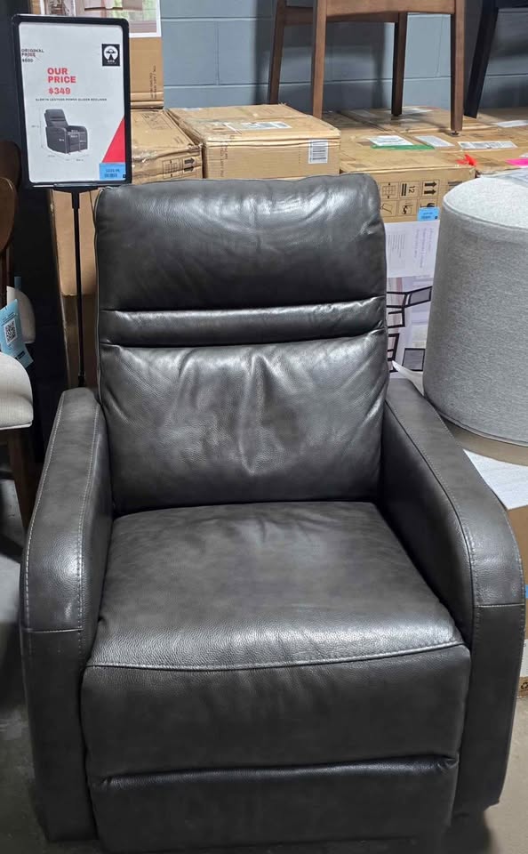 Aldryn Leather Power Glider Recliner - Dark Gray