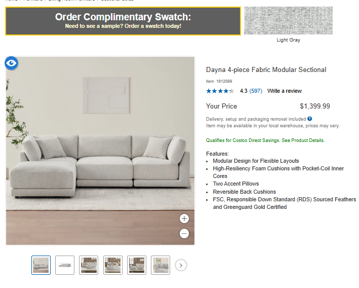 Dayna 4-piece Fabric Modular Sectional