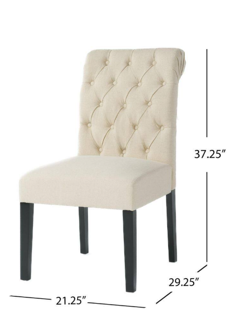Set of 2 Ivory Broxton Tufted Dining Chairs