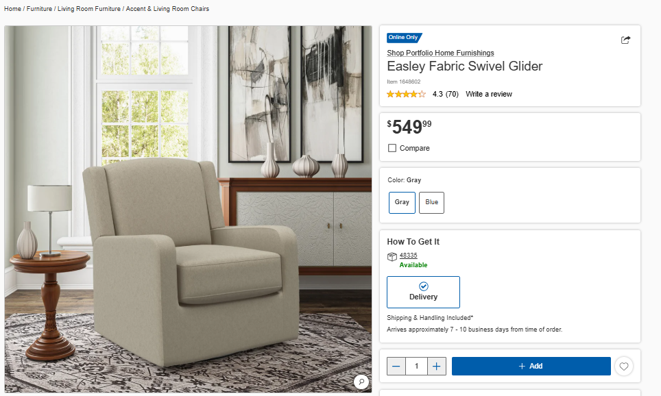 Easley Fabric Swivel Glider