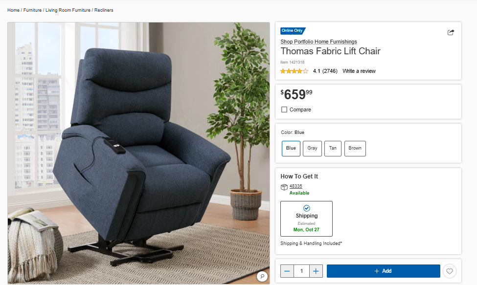 Thomas Fabric Lift Chair