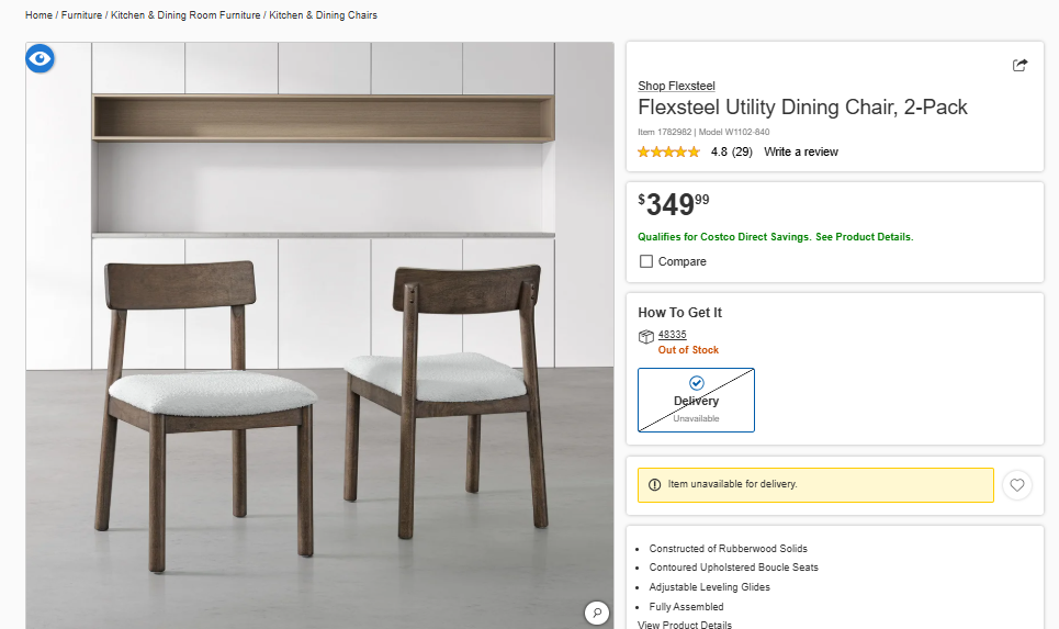 Flexsteel Utility Dining Chair, 2-Pack