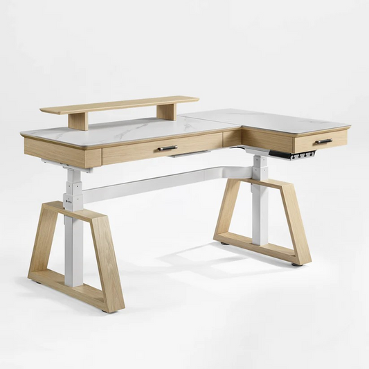 Ark Pro L-Shaped Standing Desk (Sintered Stone, 63"x23")
