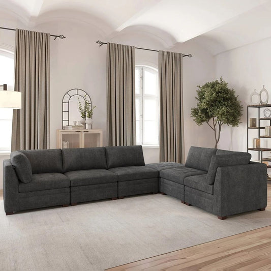 Thomasville Tisdale Modular Sectional 6-piece Dark Gray with Storage Ottoman