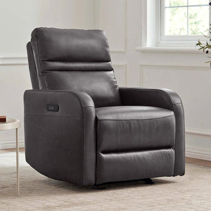 Aldryn Leather Power Glider Recliner - Dark Gray