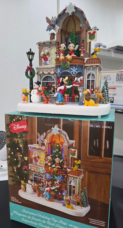 Disney 16-inch Animated Holiday Toy Shop with Holiday Music