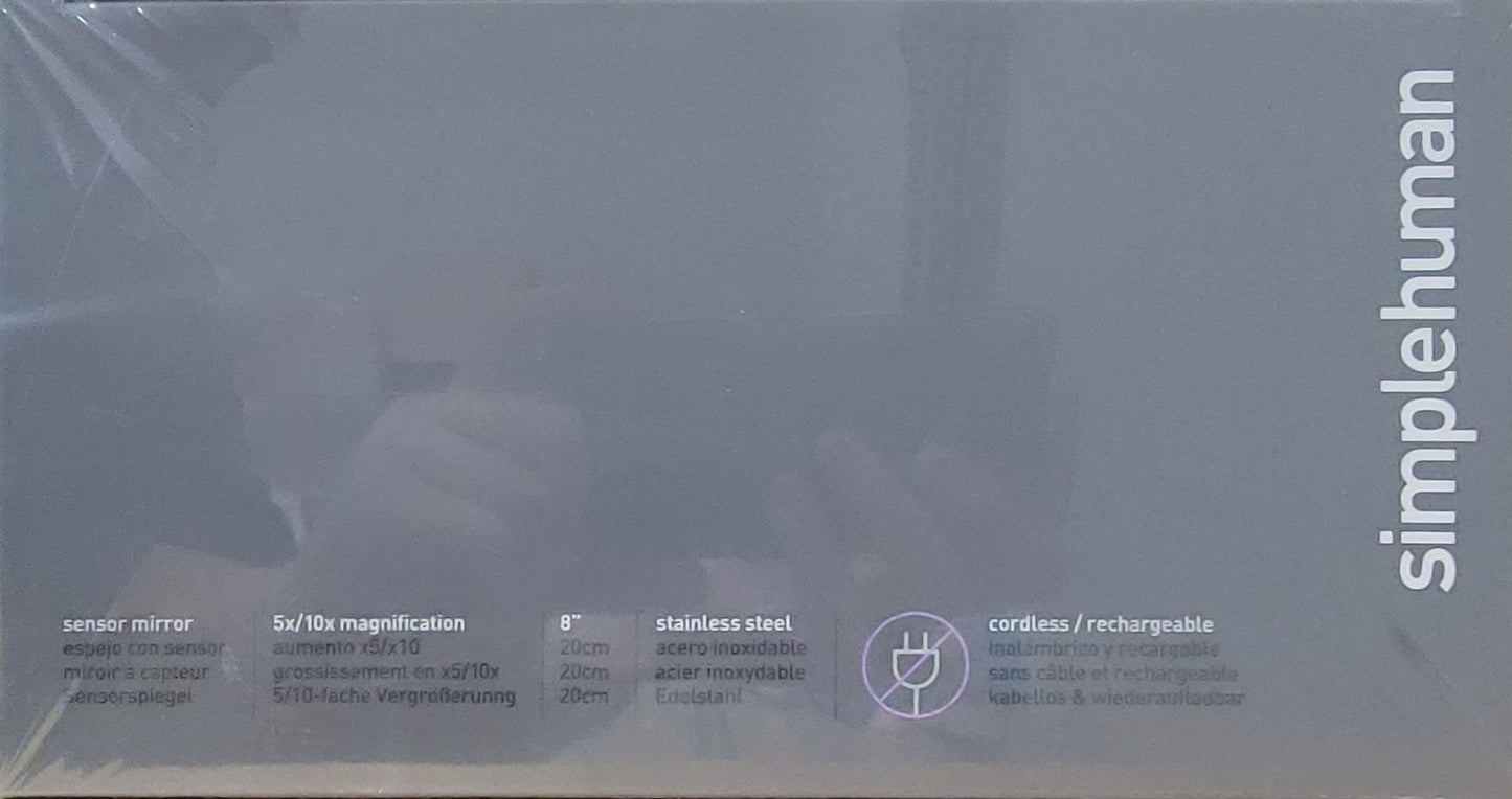 Simplehuman 8” Round LED Sensor Mirror with 5x and 10x Magnification &nbsp;Model ST3200
