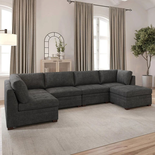 Thomasville Tisdale Modular Sectional 6-piece Dark Gray with Storage Ottoman