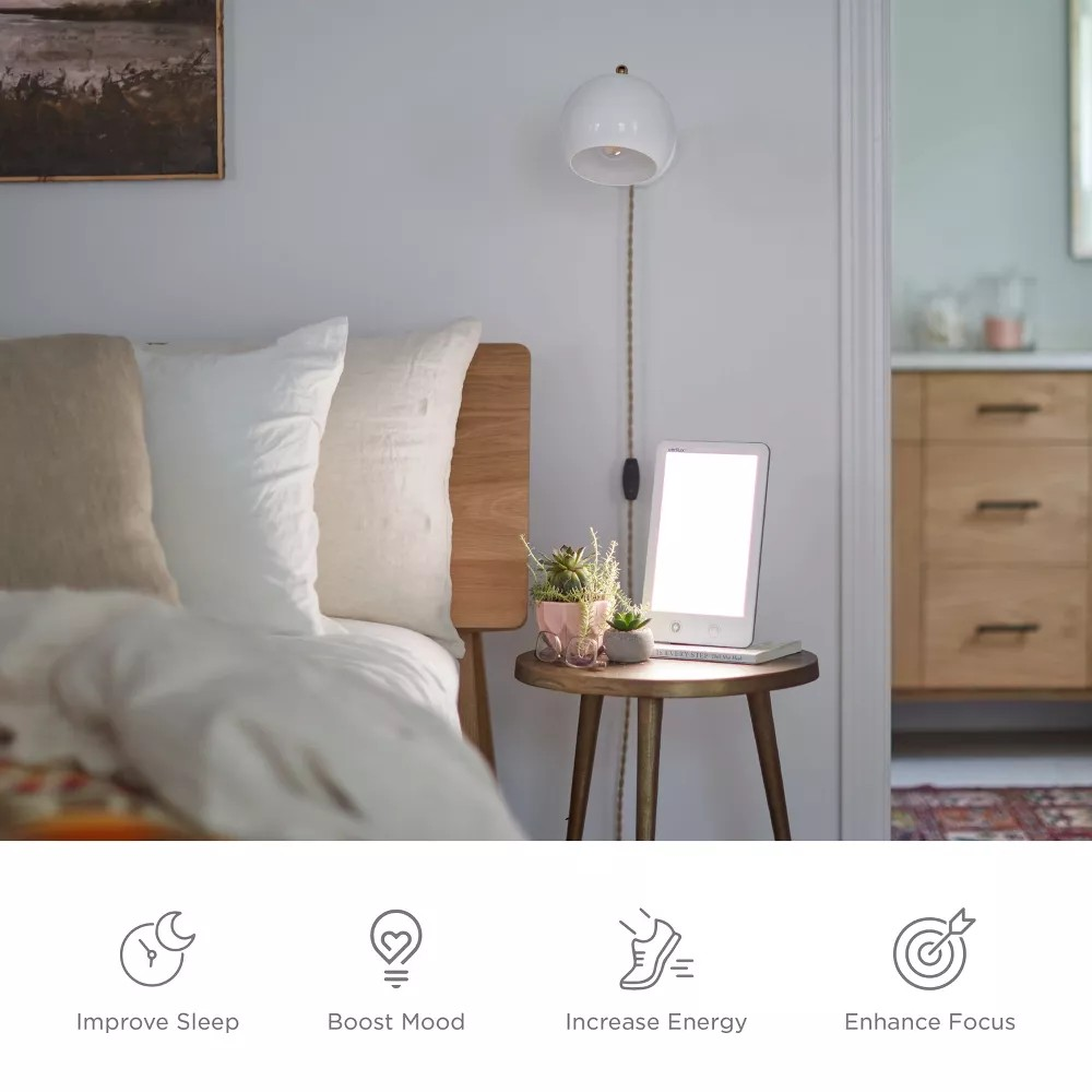 HappyLight Touch UV-Free LED Therapy Lamp 10,000 Lux White - Verilux: Seasonal Depression Relief, Wall Mountable