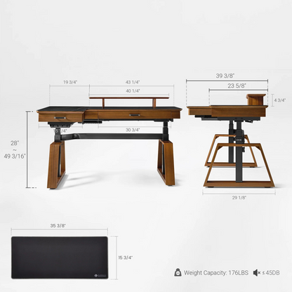 Ark Pro L-Shaped Standing Desk (Sintered Stone, 63"x23")