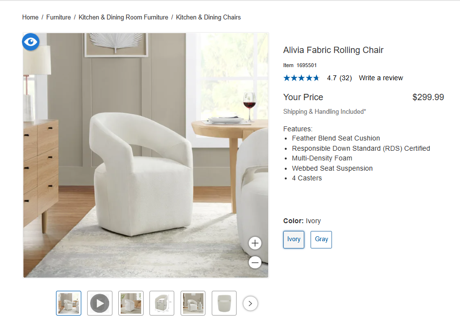 Alivia Fabric Rolling Chair