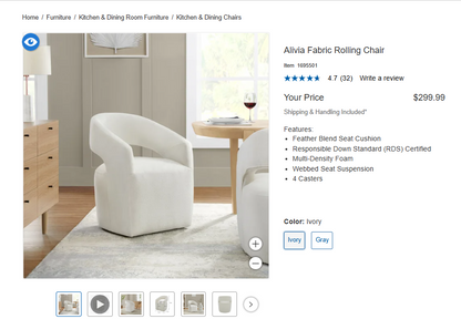 Alivia Fabric Rolling Chair