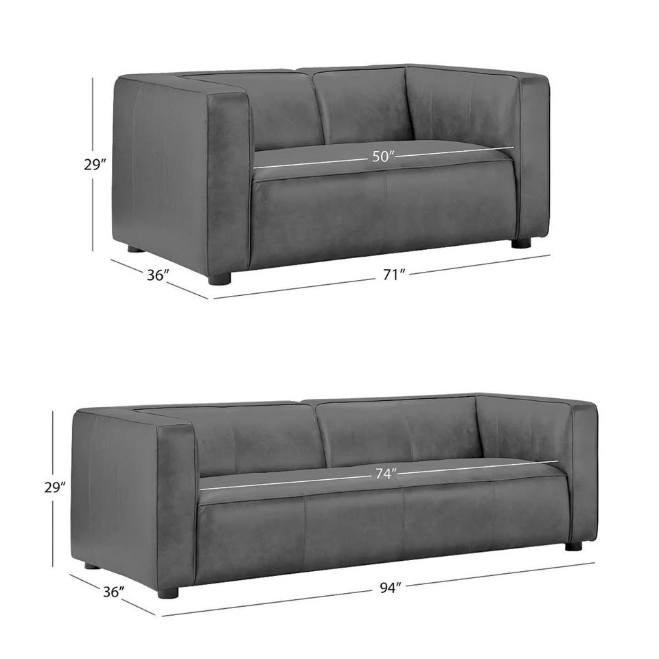 Brady Leather Collection, Sofa and Loveseat - Ivory