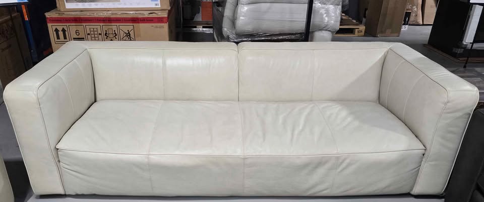 Brady Leather Collection, Sofa and Loveseat - Ivory
