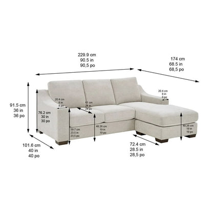 Thomasville Dillard 2-piece Fabric Sofa with Reversible Chaise - Light Gray