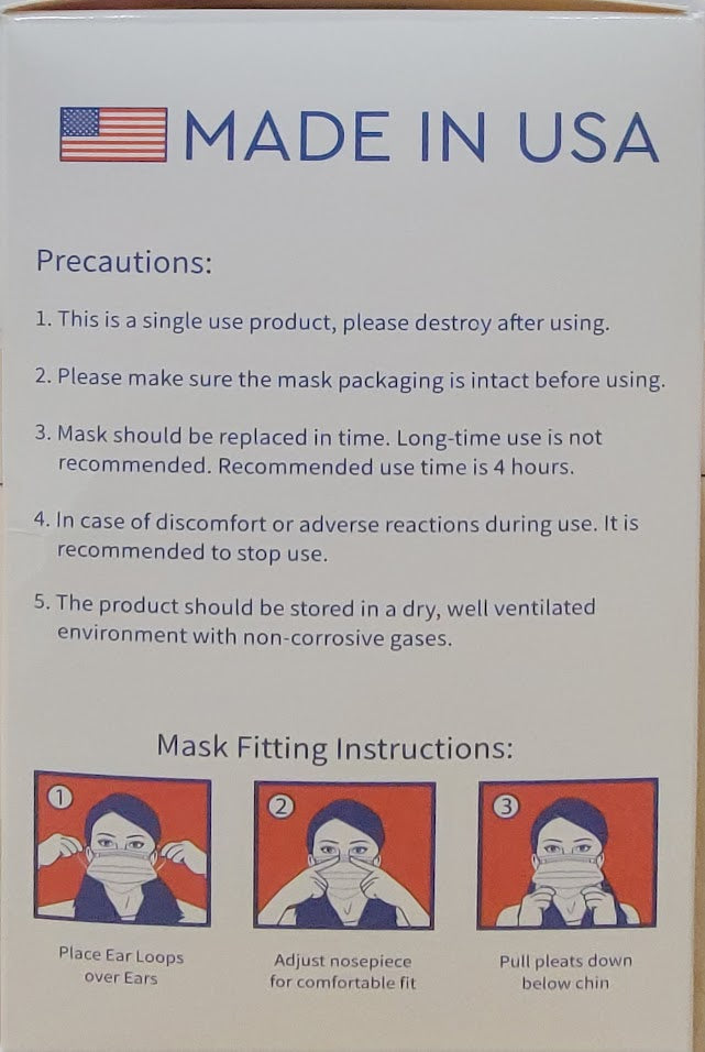 75 PCS Kids Face Mask MADE IN USA Disposable 3-Ply Cover 3 Layer