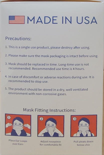 75 PCS Kids Face Mask MADE IN USA Disposable 3-Ply Cover 3 Layer