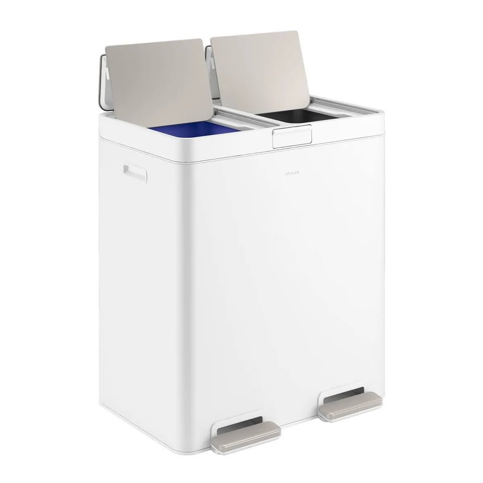 Kohler 82L Dual Bin Step Trash Can - White
