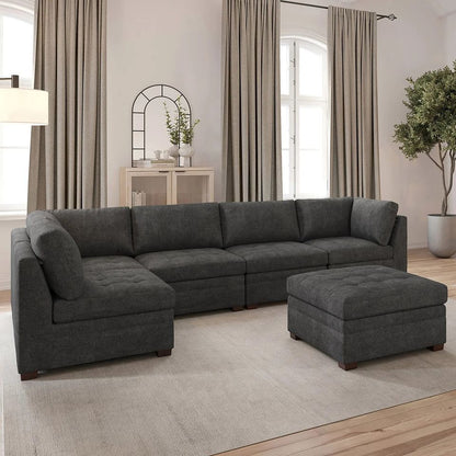 Thomasville Tisdale Modular Sectional 6-piece Dark Gray with Storage Ottoman