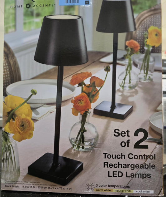 Mikasa Rechargeable 14-inch LED Lamps with Touch Control, Set of 2