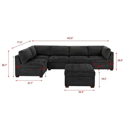 Thomasville Tisdale Modular Sectional 6-piece Dark Gray with Storage Ottoman