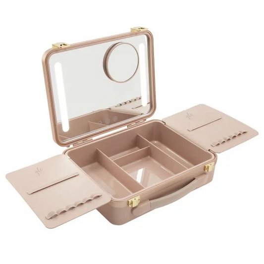 Glo Tech Beauty Case with LED Mirror, Pink