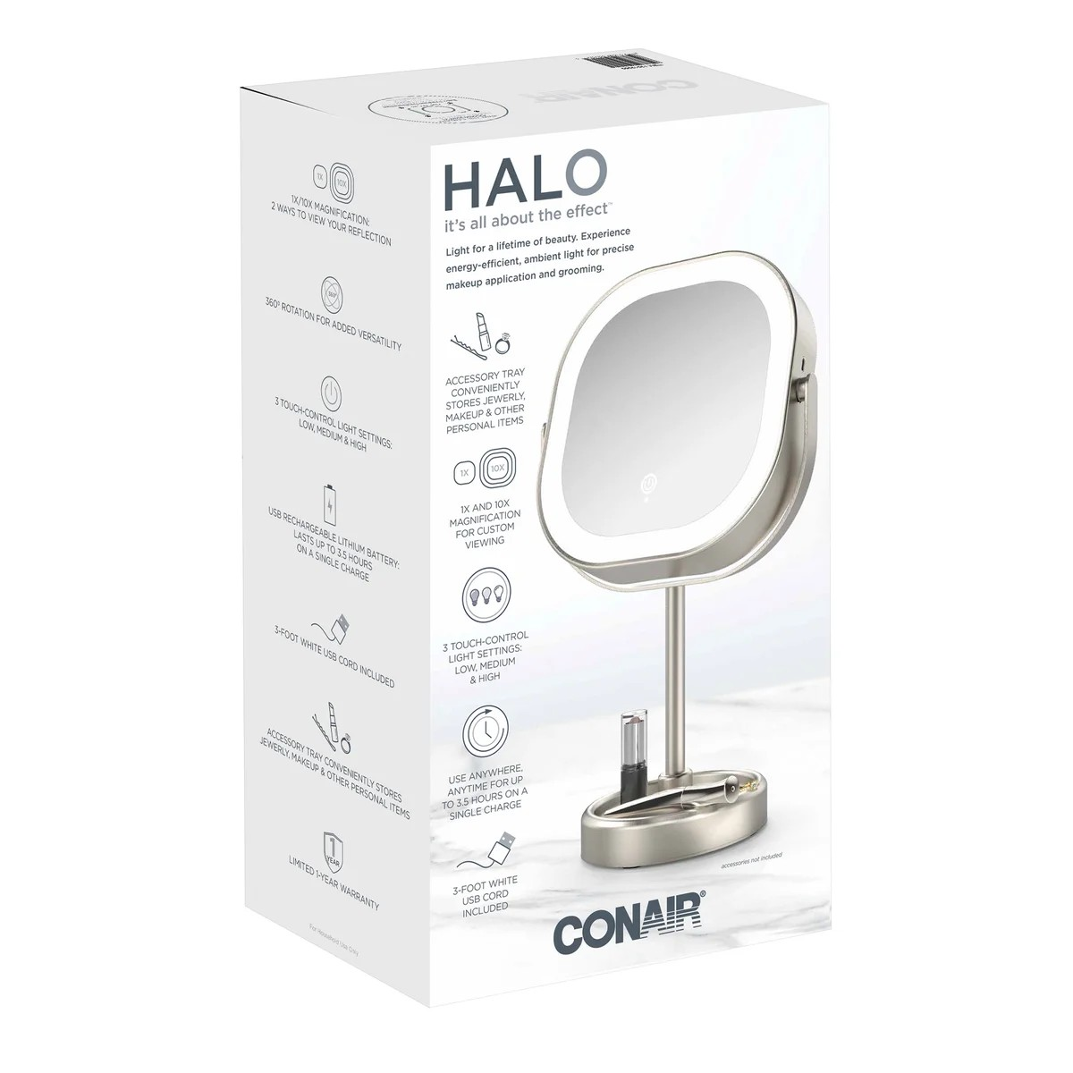 Conair LED Double-Sided 1x/10x Vanity Mirror