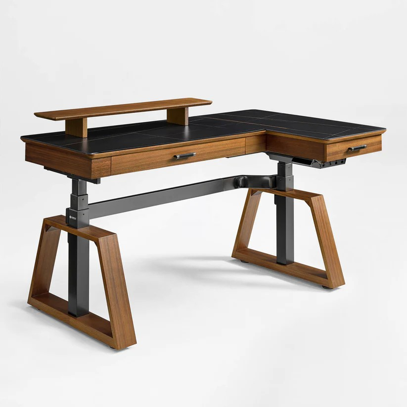 Ark Pro L-Shaped Standing Desk (Sintered Stone, 63"x23")