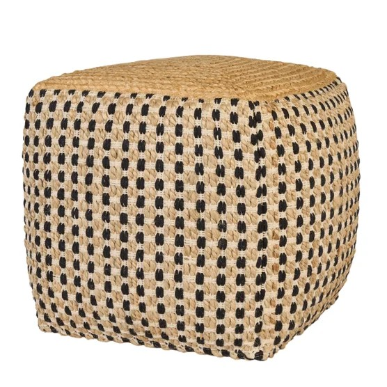 Nourison Jute/Cotton Pouf 16” x 16” x 16”