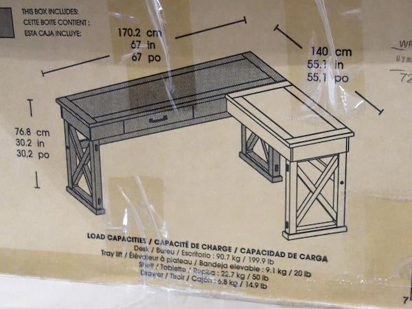 Bayside Furnishings Burke Corner Desk with Lift