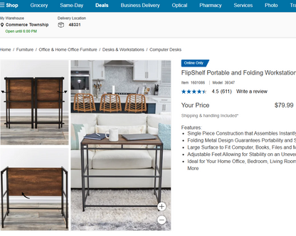 FlipShelf Portable and Folding Workstation