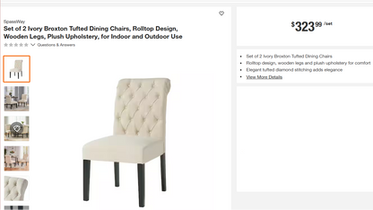 Set of 2 Ivory Broxton Tufted Dining Chairs