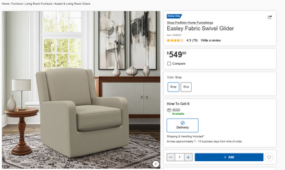 Easley Fabric Swivel Glider