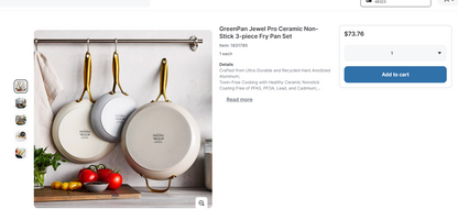 GreenPan Jewel Pro Ceramic Non-Stick 3-piece Fry Pan Set