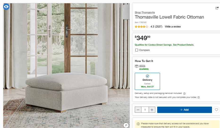 Thomasville Lowell Fabric Ottoman