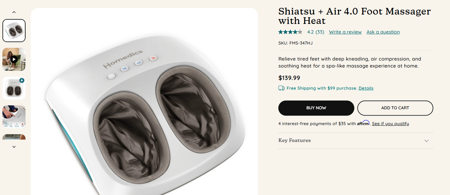 Homedics Shiatsu + Air 4.0 Foot Massager with Heat