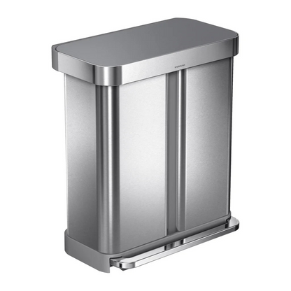 Simplehuman 58L Dual Compartment Step Can with Plastic Lid