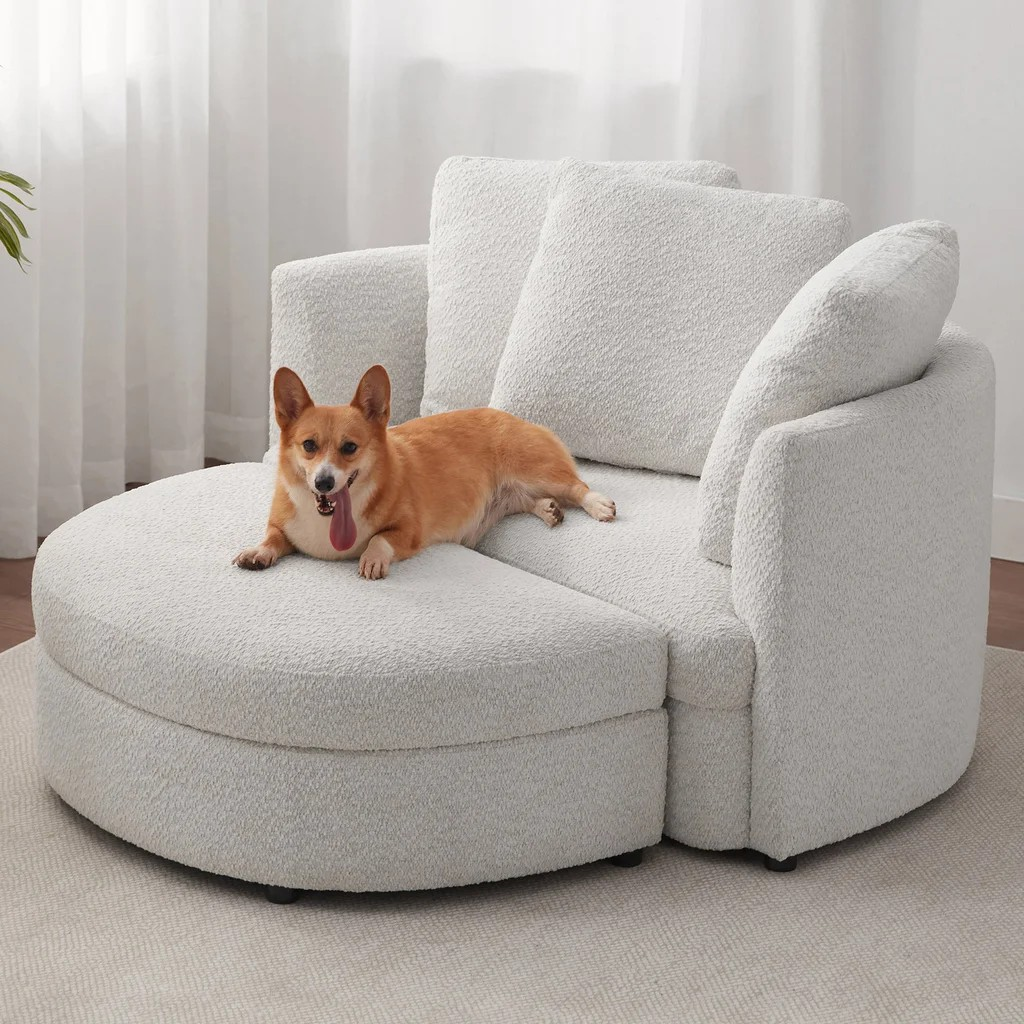 Holley Oversized Fabric Accent Chair with Storage Ottoman