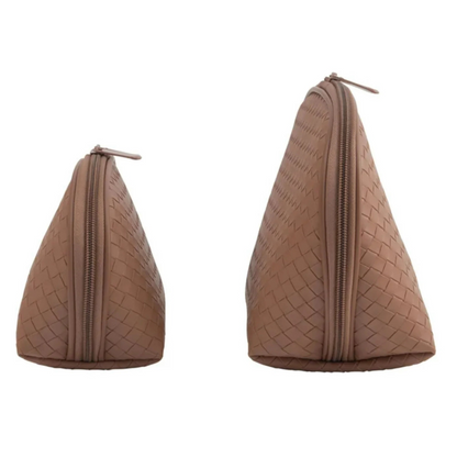 GloTech 2-pack Faux Leather Cosmetic Bags with Rechargeable Compact Mirror