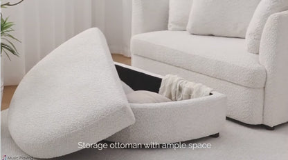 Holley Oversized Fabric Accent Chair with Storage Ottoman