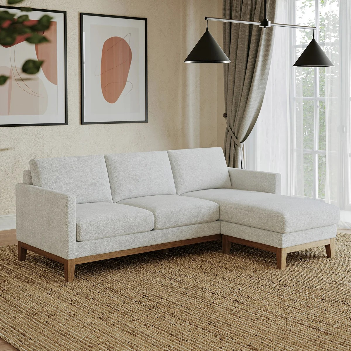 Evelynne Fabric Sectional with Ottoman – In-Box